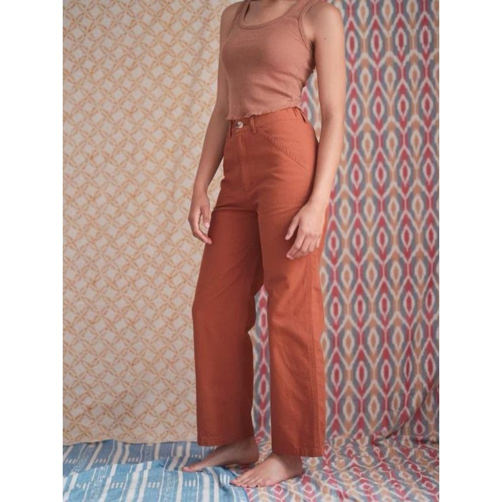 Rust/Cognac Mollusk California Orange High-Waisted Painter Pants, Size 2